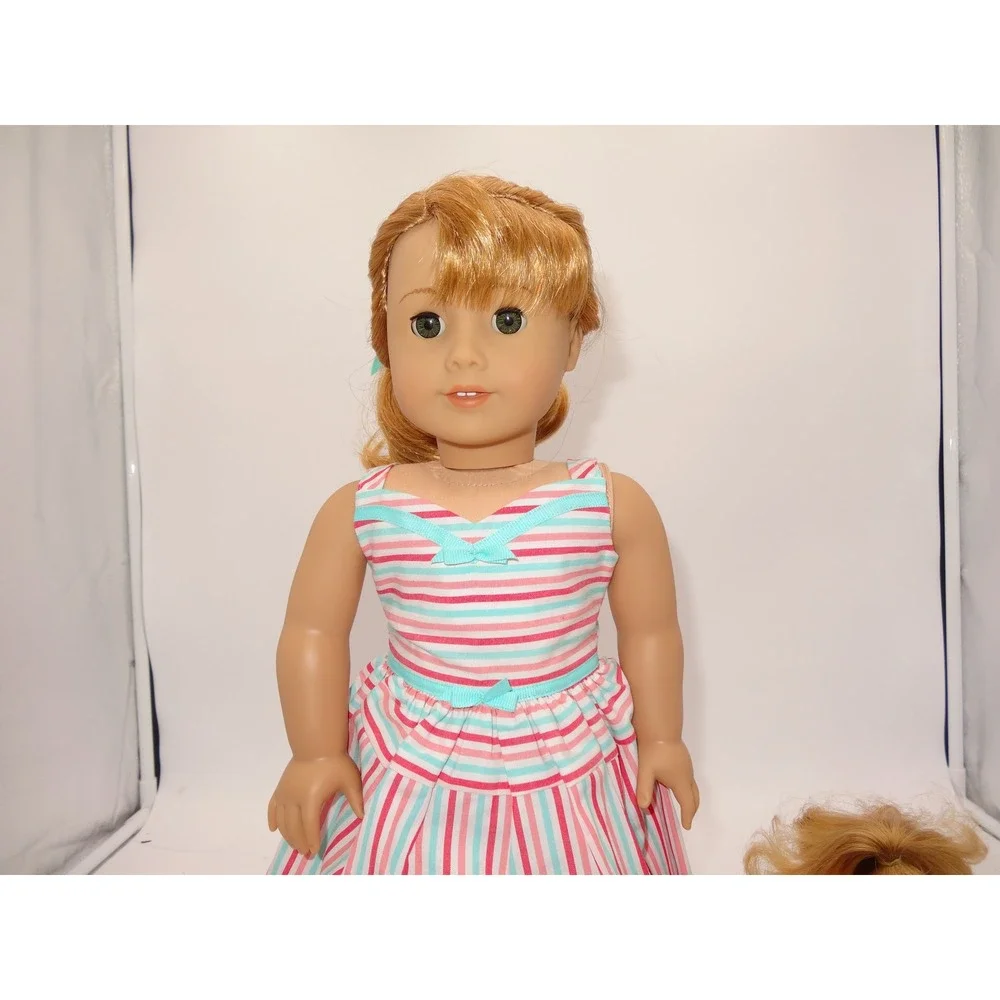 American Girl Maryellen Doll and Mini Maryellen Doll Set Striped Dress 2015